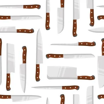 Vector pattern with kitchen knives Stock Illustration
