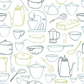 Vector  pattern with kitchenware. Stock Illustration