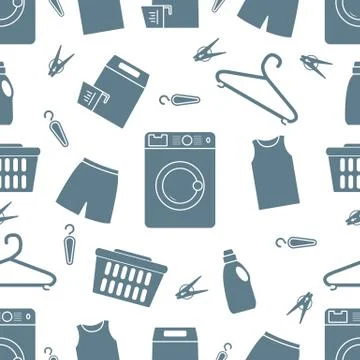 Vector Pattern Laundry service Washing clothes Stock Illustration