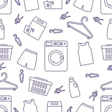 Vector Pattern Laundry service Washing clothes 스톡 일러스트