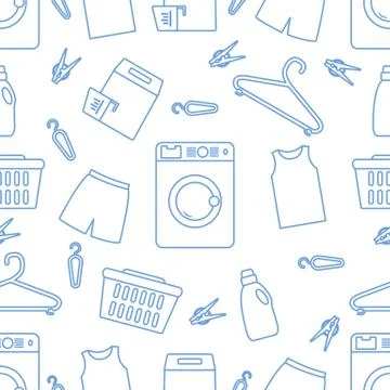 Vector Pattern Laundry service Washing clothes 스톡 일러스트