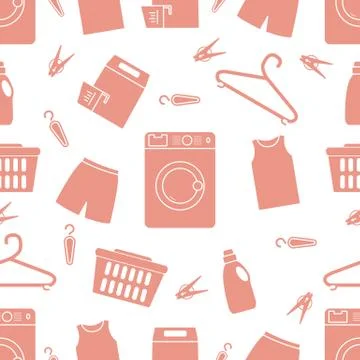 Vector Pattern Laundry service Washing clothes Illustrazione stock