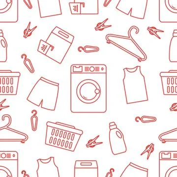 Vector Pattern Laundry service Washing clothes Stock Illustration