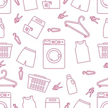 Vector Pattern Laundry service Washing clothes 스톡 일러스트