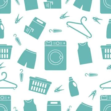 Vector Pattern Laundry service Washing clothes 스톡 일러스트