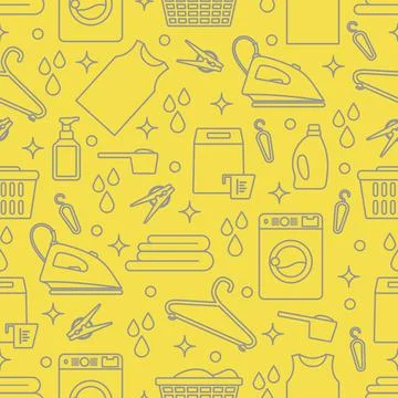 Vector Pattern Laundry Washing service Household Stock Illustration