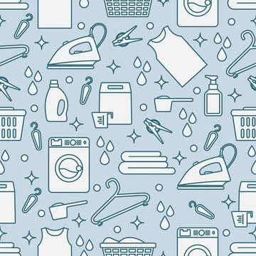 Vector Pattern Laundry Washing service Household Illustrazione stock