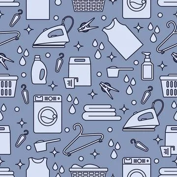 Vector Pattern Laundry Washing service Household Stock Illustration