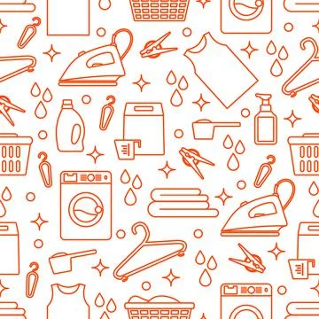 Vector Pattern Laundry Washing service Household Illustrazione stock
