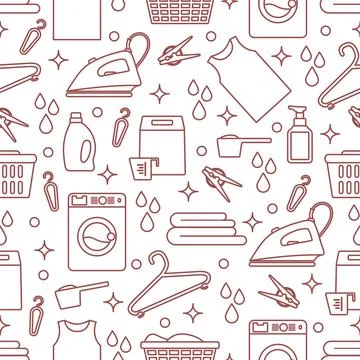 Vector Pattern Laundry Washing service Household Illustrazione stock