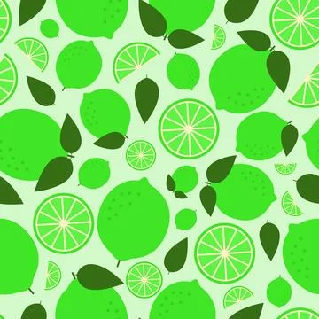 Vector pattern with lime on a green background Stock Illustration