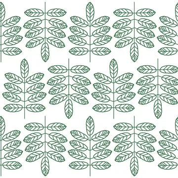 Vector pattern with line art autumn leave Stock Illustration