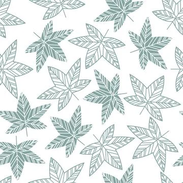 Vector pattern with line art autumn leave Stock Illustration