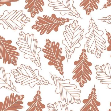 Vector pattern with line art autumn leave Illustrazione stock