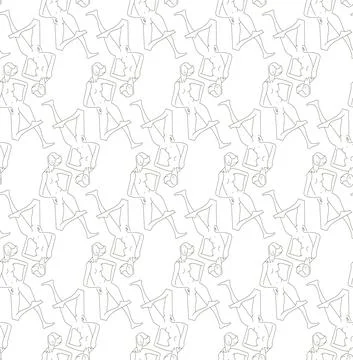 Vector pattern lines womans. Hand-drawn picture silhouette. Woman model poses Illustrazione stock