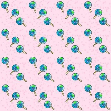 Vector pattern of lollipops on a pink background Stock Illustration