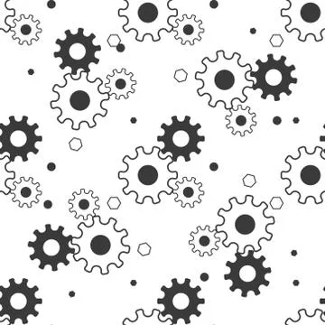 Vector pattern made of cogs. Seamless tiling background. Abstract business co Stock Illustration