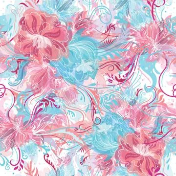 Vector Pattern with Magic Light Flowers Stock Illustration