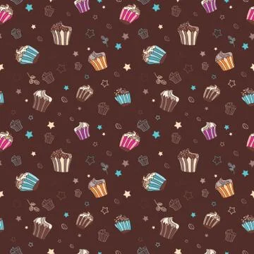 Vector pattern with muffins Stock Illustration