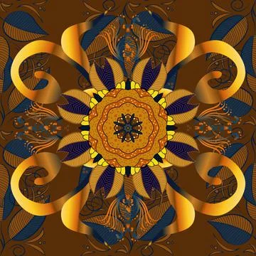 Vector pattern. Nature. Flower composition. Floral background. -blue, yellow and Stockillustratie