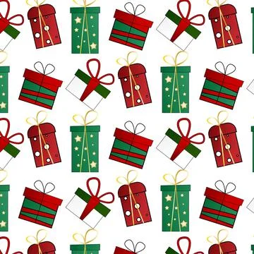 Vector pattern with new year gifts Stock Illustration