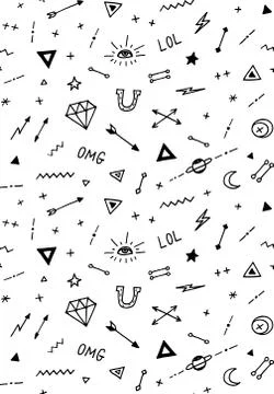 Vector pattern with old school tattoo elements. Black and white Illustrazione stock