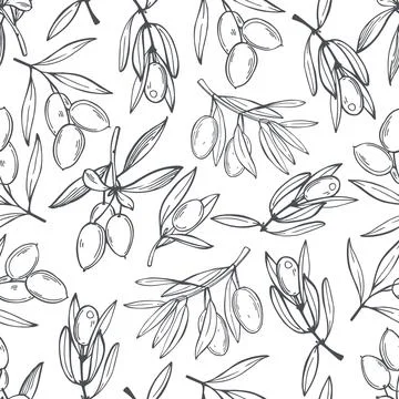 Vector  pattern with olives Stock Illustration