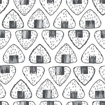 Vector pattern with onigiri rice balls. Stock Illustration