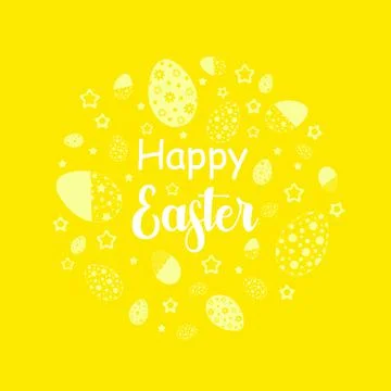 Vector pattern with ornamental easter eggs. Easter yellow holiday background for Illustrazione stock
