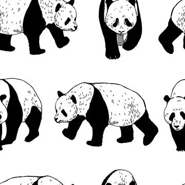 Vector  pattern with panda. Stock Illustration