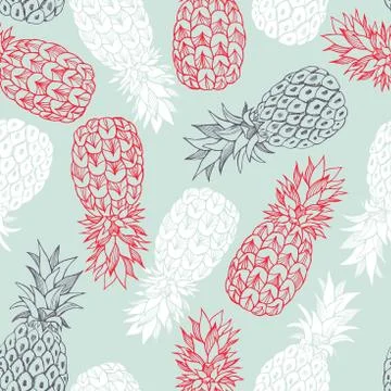 Vector pattern with  pineapple. Illustrazione stock