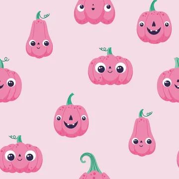 Vector pattern with pink pumpkins Stock Illustration