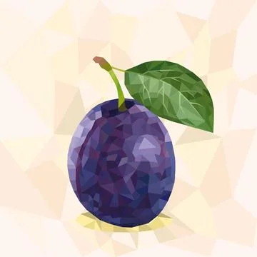 Vector pattern of plums with polygons. Stock Illustration
