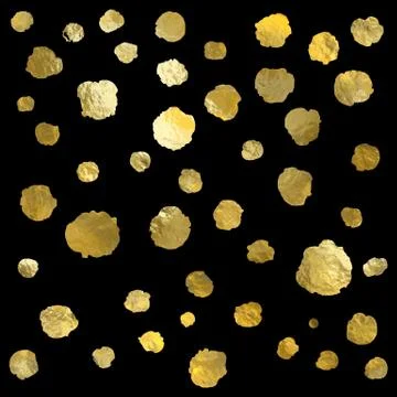 Vector pattern with polka dots of gold and black. Illustrazione stock