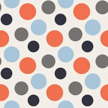 Vector Pattern with polka red,blue,grey dots Stock Illustration