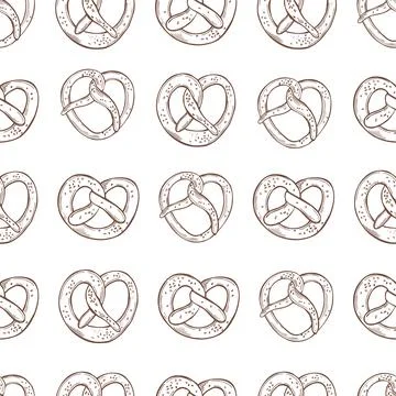 Vector  pattern with pretzel. Stock Illustration