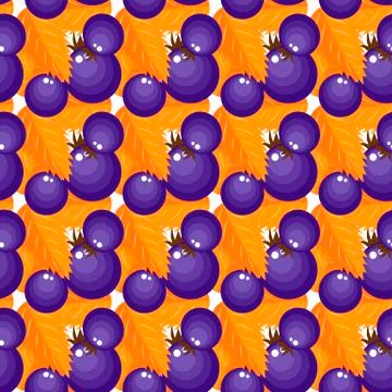 Vector pattern purple berries with orange foliage Stock Illustration