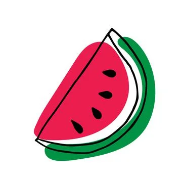 Vector pattern of quarter watermelon in doodle style Stock Illustration