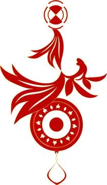 Vector pattern of red elements in the form of a circle and leaves. Illustrazione stock