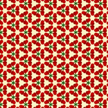 Vector pattern with red hearts on yellow background Stock Illustration