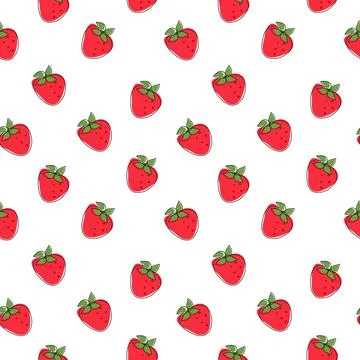 Vector, pattern, red strawberry, flat image. Stock Illustration