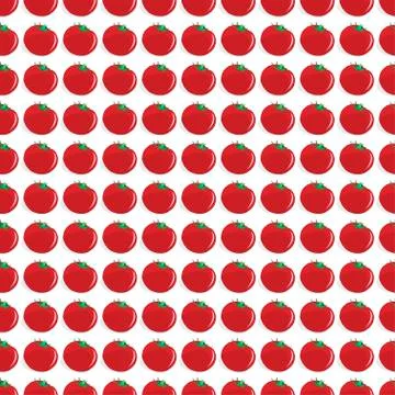Vector pattern with red tomatos on white background Stock Illustration