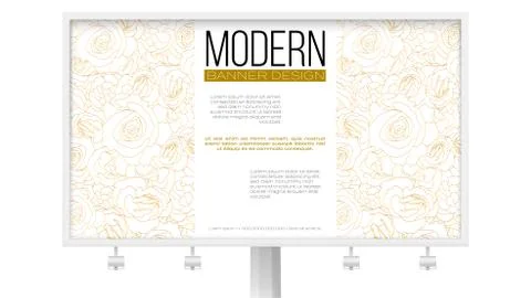 Vector pattern from roses buds. Flower buds in outline style. Ad banner on Illustrazione stock