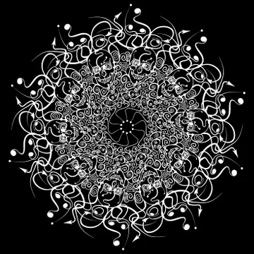 Vector pattern. Round ornate. The skulls in the pattern. Halloween. A stylish Stock Illustration