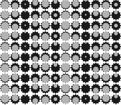 Vector pattern of rounded elements with wavy edges of black and gray tones .. Stock Illustration