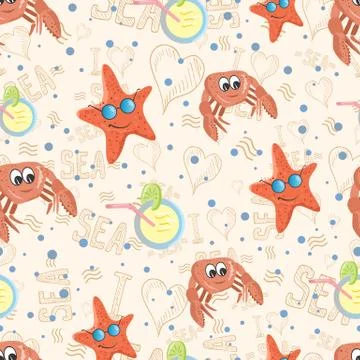 Vector pattern with sea life Stock Illustration