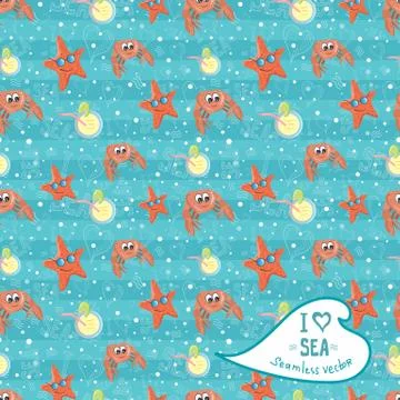 Vector pattern with sea life Stock Illustration