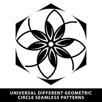 Vector pattern seamless floral tile circle black and white element Stock Illustration