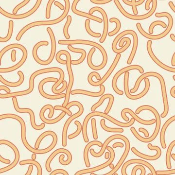 Vector pattern - seamless simple spaghetti noodles color texture Stock Illustration