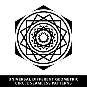 Vector pattern seamless star tile circle black and white element Stock Illustration